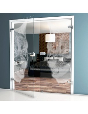 Ganzglastür Wolf Gelasert Auf Klarglas