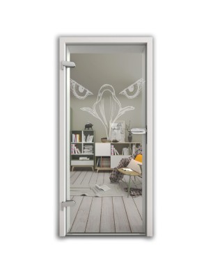 Ganzglastür Eagle Eye Gelasert Auf Klarglas