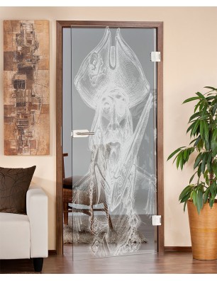 Ganzglastür Käpten Gelasert Auf Klarglas