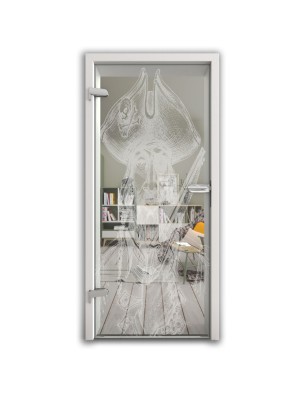 Ganzglastür Käpten Gelasert Auf Klarglas