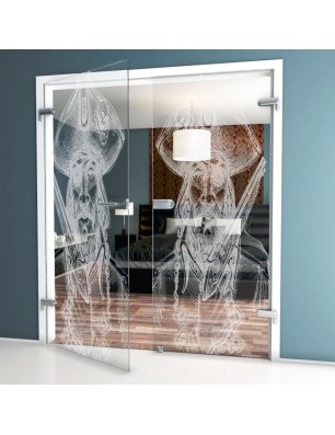 Ganzglastür Käpten Gelasert Auf Klarglas