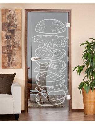 Ganzglastür Hamburger Gelasert Auf Klarglas