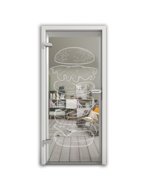 Ganzglastür Hamburger Gelasert Auf Klarglas