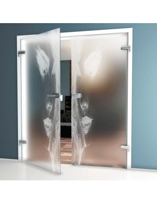 Ganzglastür Silhuette Gelasert Auf Klarglas