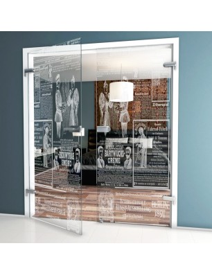 Ganzglastür Zeitung Gelasert Auf Klarglas