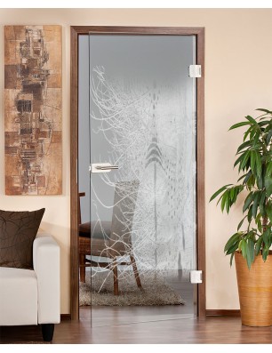 Ganzglastür Abstrakt 7 Gelasert Auf Klarglas