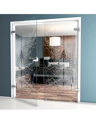 Ganzglastür Abstrakt 7 Gelasert Auf Klarglas