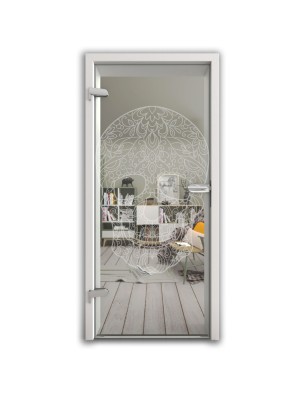 Ganzglastür Skull 3 Gelasert Auf Klarglas