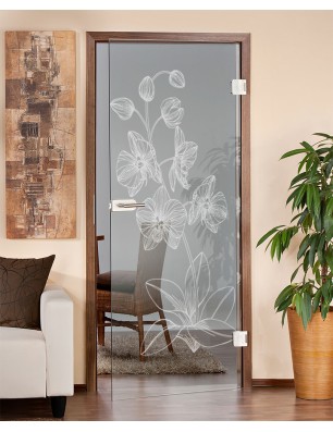 Ganzglastür Blume 9 Gelasert Auf Klarglas