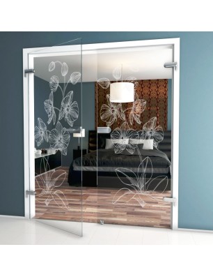 Ganzglastür Blume 9 Gelasert Auf Klarglas