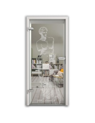 Ganzglastür Venus Gelasert Auf Klarglas