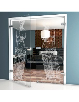 Ganzglastür Venus Gelasert Auf Klarglas