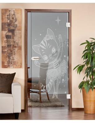 Ganzglastür Kid Ballerina Gelasert Auf Klarglas