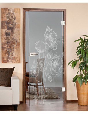 Ganzglastür Blume 10 Gelasert Auf Klarglas