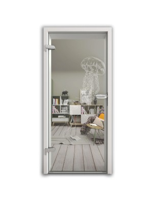 Ganzglastür Qualle Gelasert Auf Klarglas