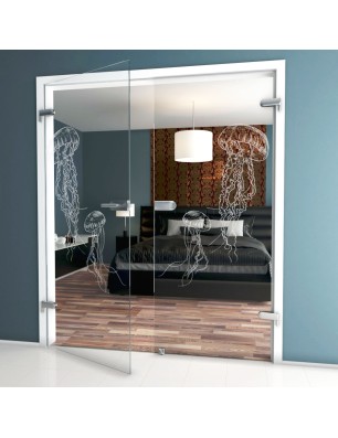 Ganzglastür Qualle Gelasert Auf Klarglas