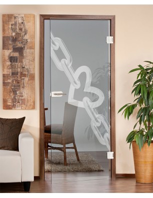 Ganzglastür Kette Gelasert Auf Klarglas