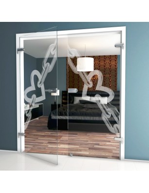 Ganzglastür Kette Gelasert Auf Klarglas