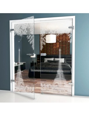 Ganzglastür Eifelturm 2 Gelasert Auf Klarglas