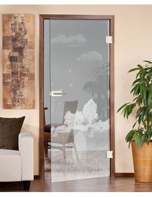 Ganzglastür Ernte II Gelasert Auf Klarglas