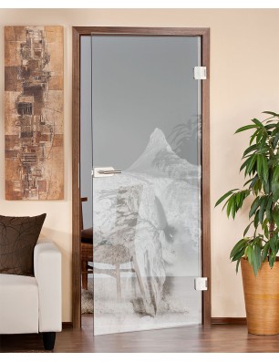 Ganzglastür Berg Gelasert Auf Klarglas