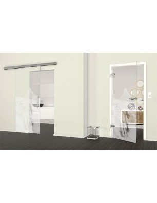 Ganzglastür Berg Gelasert Auf Klarglas