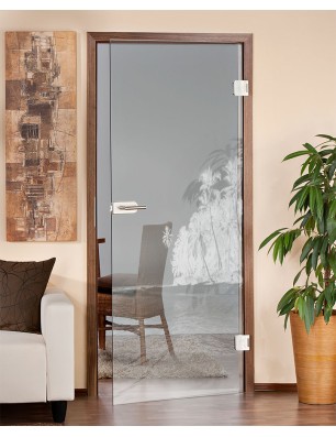 Ganzglastür Klippe Gelasert Auf Klarglas