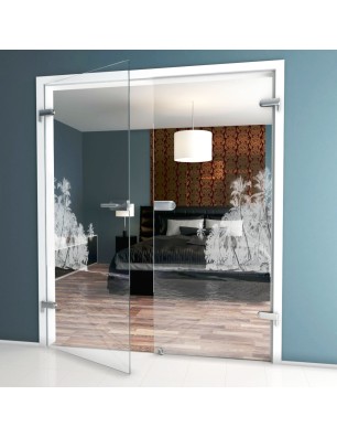 Ganzglastür Klippe Gelasert Auf Klarglas