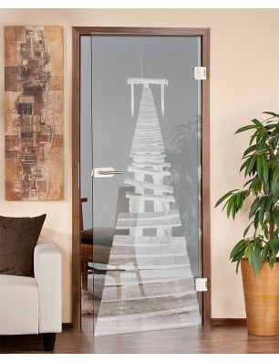 Ganzglastür Steg II Gelasert Auf Klarglas