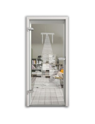 Ganzglastür Steg II Gelasert Auf Klarglas