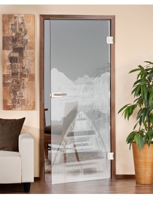 Ganzglastür Boot Gelasert Auf Klarglas