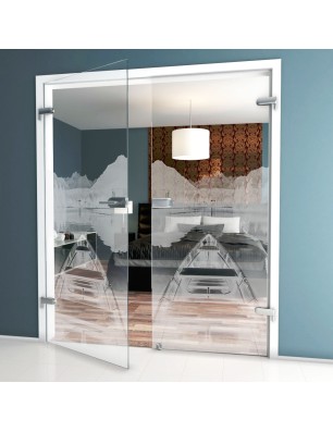 Ganzglastür Boot Gelasert Auf Klarglas