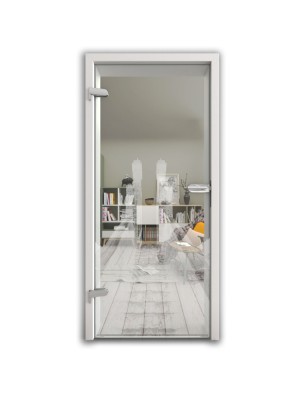 Ganzglastür Treppe Gelasert Auf Klarglas