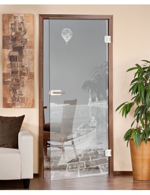 Ganzglastür Boot 4 Gelasert Auf Klarglas