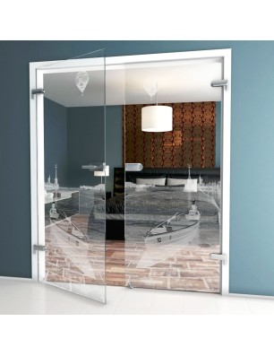 Ganzglastür Boot 4 Gelasert Auf Klarglas