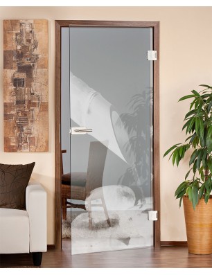 Ganzglastür Wellness  Gelasert Auf Klarglas