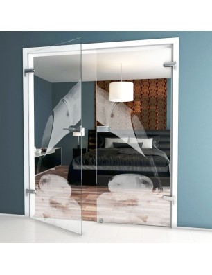 Ganzglastür Wellness  Gelasert Auf Klarglas