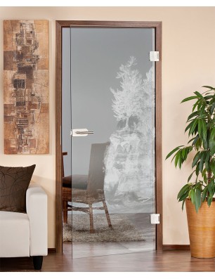 Ganzglastür Klippe II Gelasert Auf Klarglas