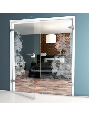 Ganzglastür Klippe II Gelasert Auf Klarglas