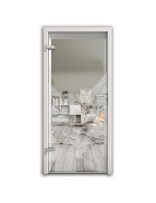 Ganzglastür Wasserfall Gelasert Auf Klarglas