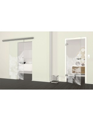 Ganzglastür Wasserfall Gelasert Auf Klarglas