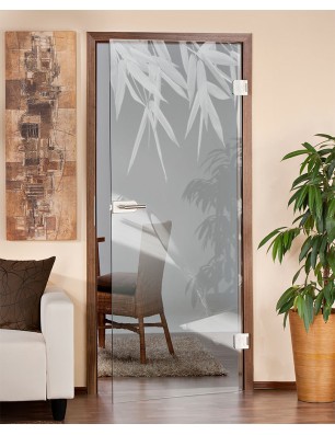 Ganzglastür Wellness 3 Gelasert Auf Klarglas