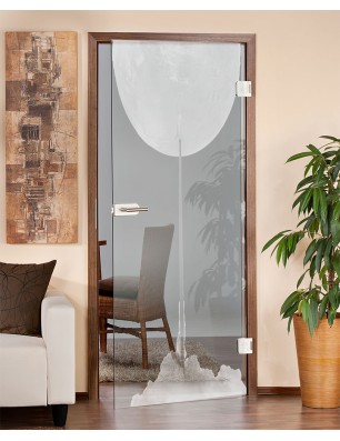 Ganzglastür Rakete Gelasert Auf Klarglas