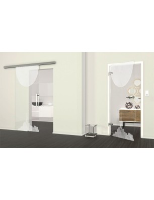 Ganzglastür Rakete Gelasert Auf Klarglas