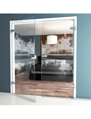 Ganzglastür Pagode Gelasert Auf Klarglas