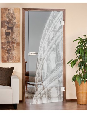 Ganzglastür Kolosseum Gelasert Auf Klarglas