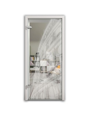 Ganzglastür Kolosseum Gelasert Auf Klarglas