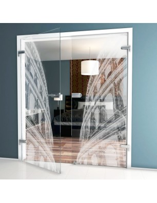 Ganzglastür Kolosseum Gelasert Auf Klarglas