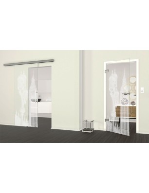 Ganzglastür Big Ben Gelasert Auf Klarglas