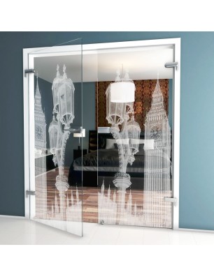 Ganzglastür Big Ben Gelasert Auf Klarglas